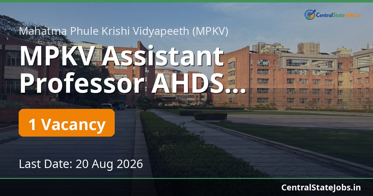 MPKV Assistant Professor AHDS Recruitment 2026
