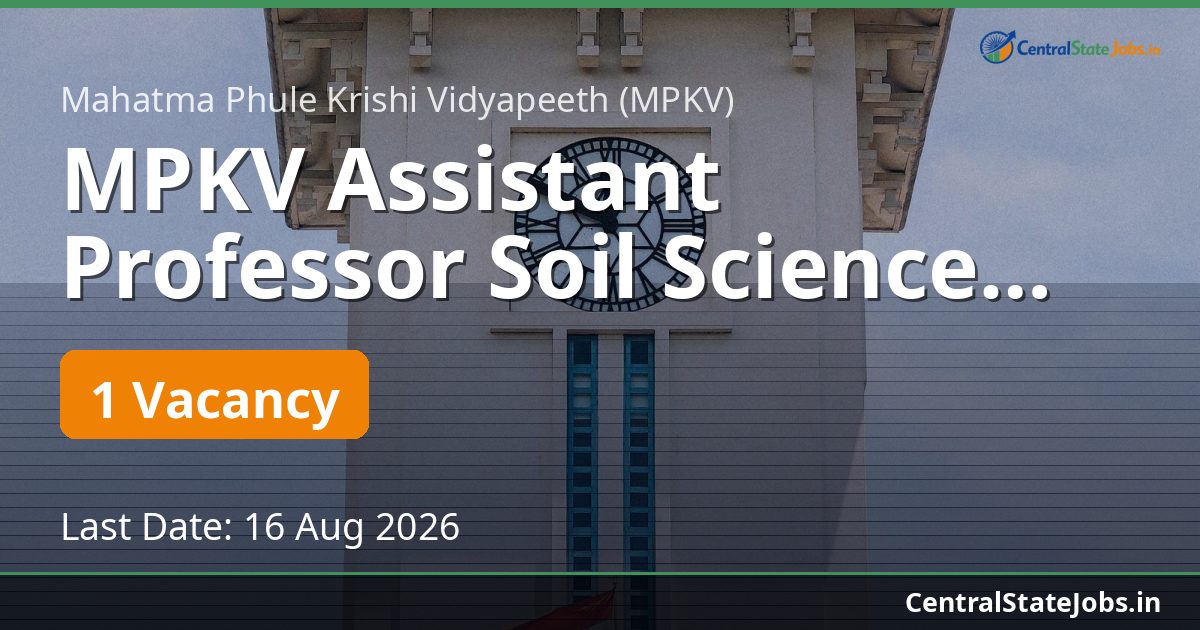 MPKV Assistant Professor Soil Science Recruitment 2026