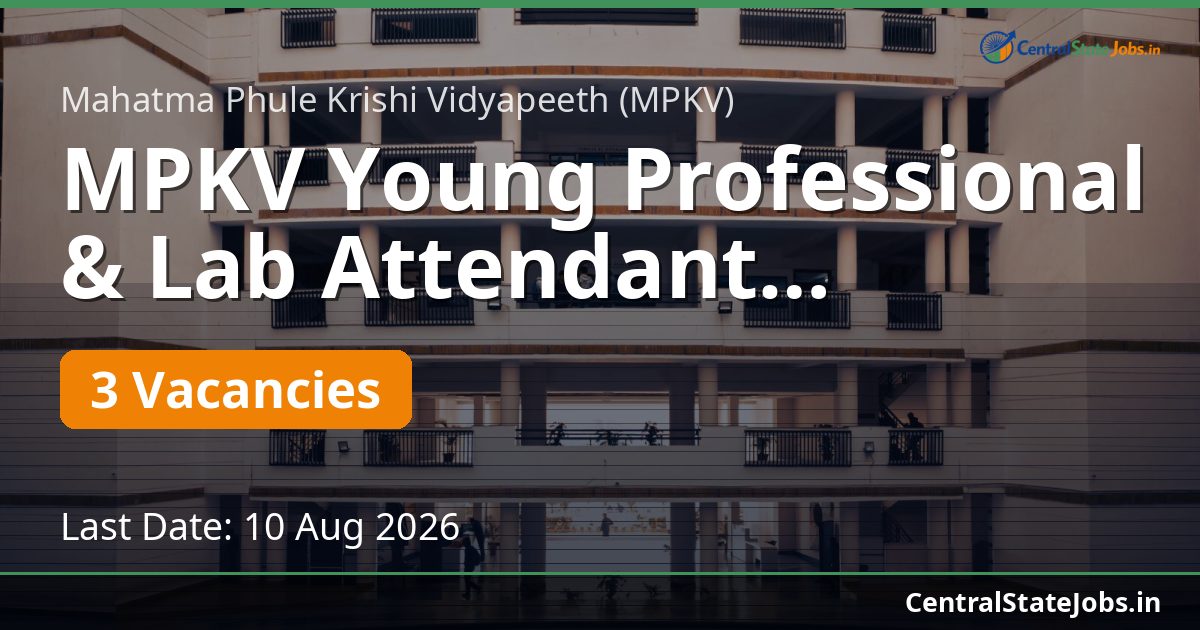 MPKV Young Professional & Lab Attendant Recruitment 2026