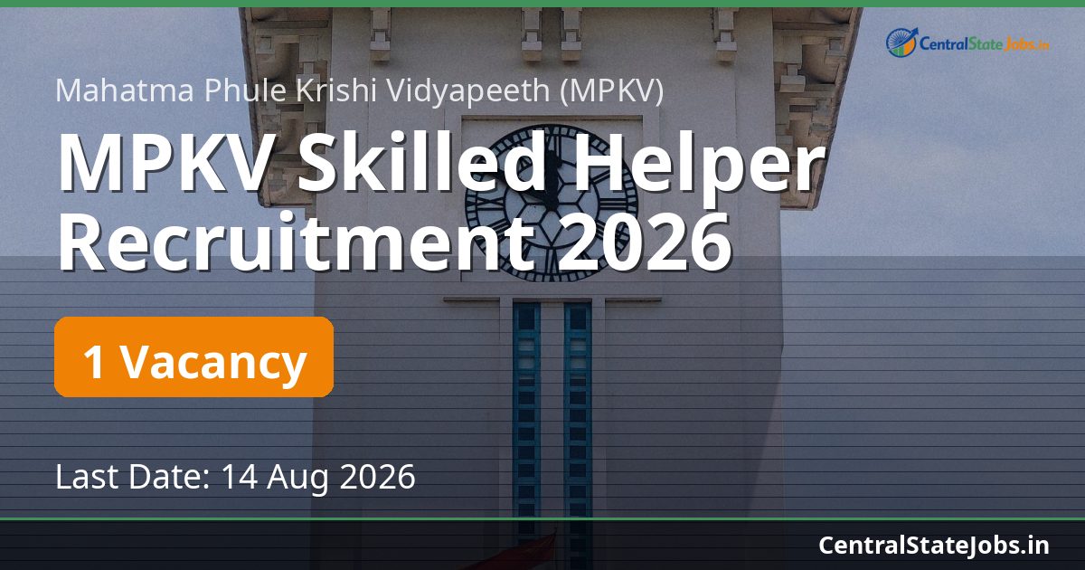 MPKV Skilled Helper Recruitment 2026