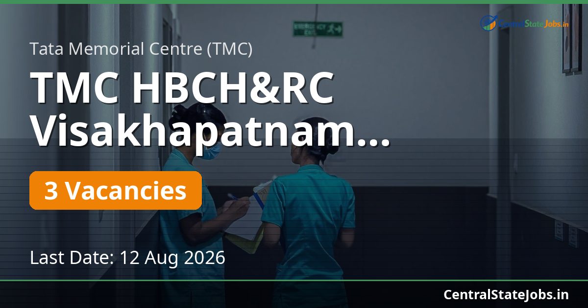 TMC HBCH&RC Visakhapatnam Recruitment 2026