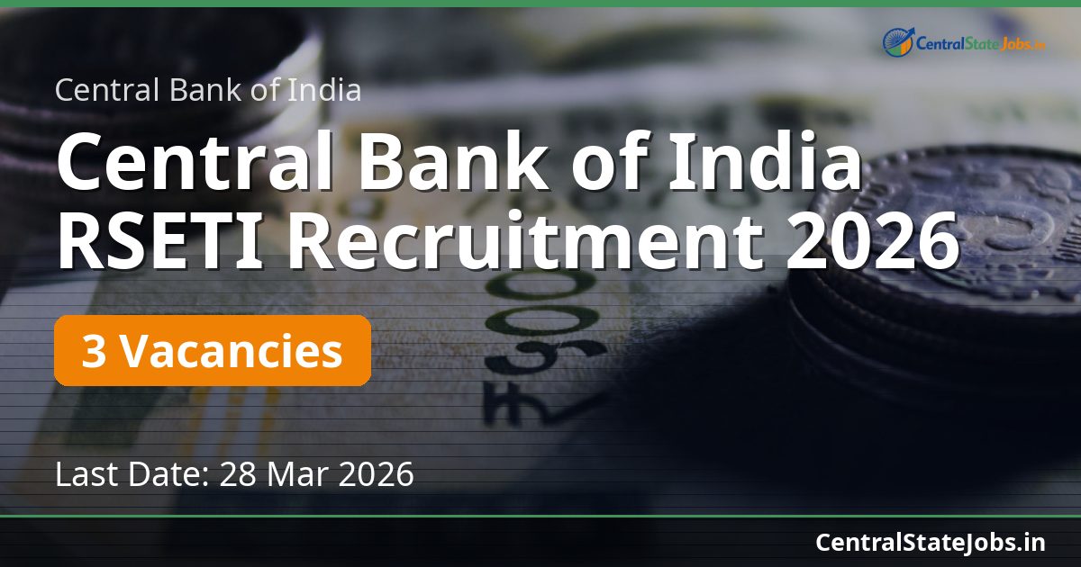 Central Bank of India RSETI Recruitment 2026