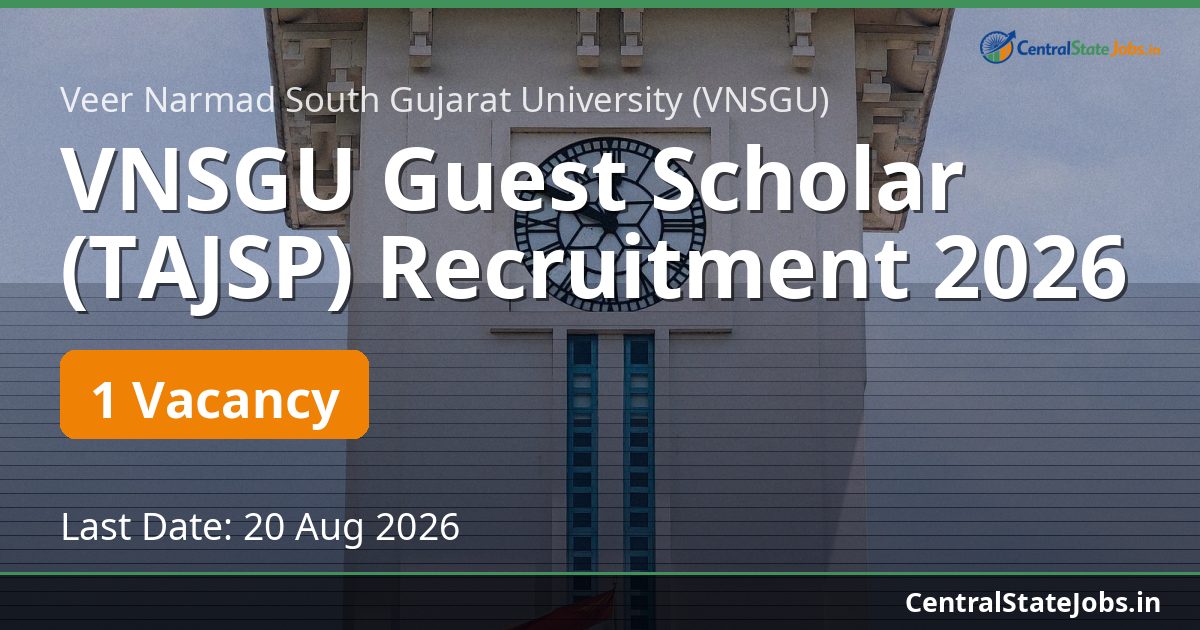 VNSGU Guest Scholar (TAJSP) Recruitment 2026