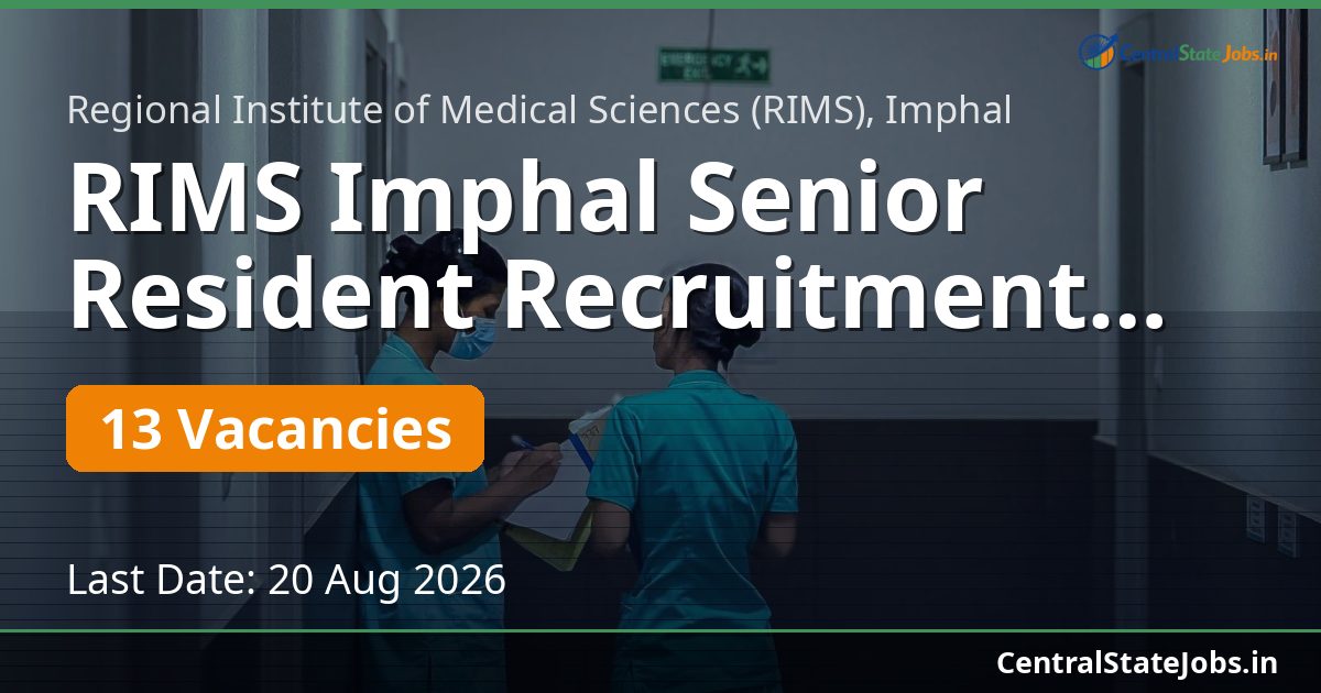 RIMS Imphal Senior Resident Recruitment 2026