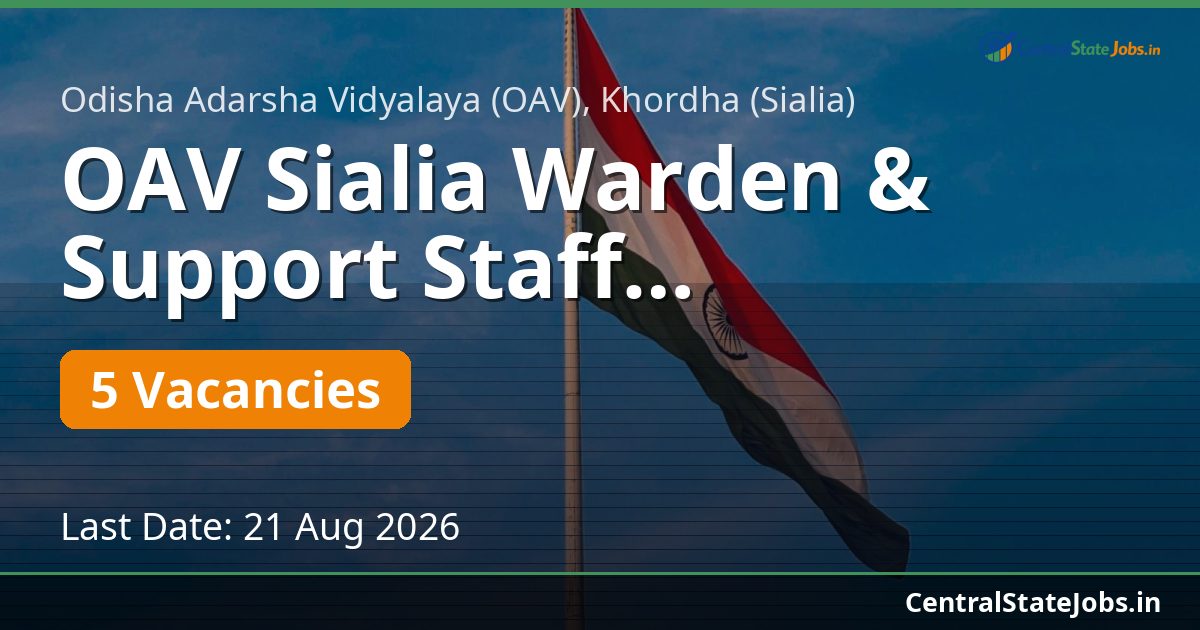 OAV Sialia Warden & Support Staff Recruitment 2026