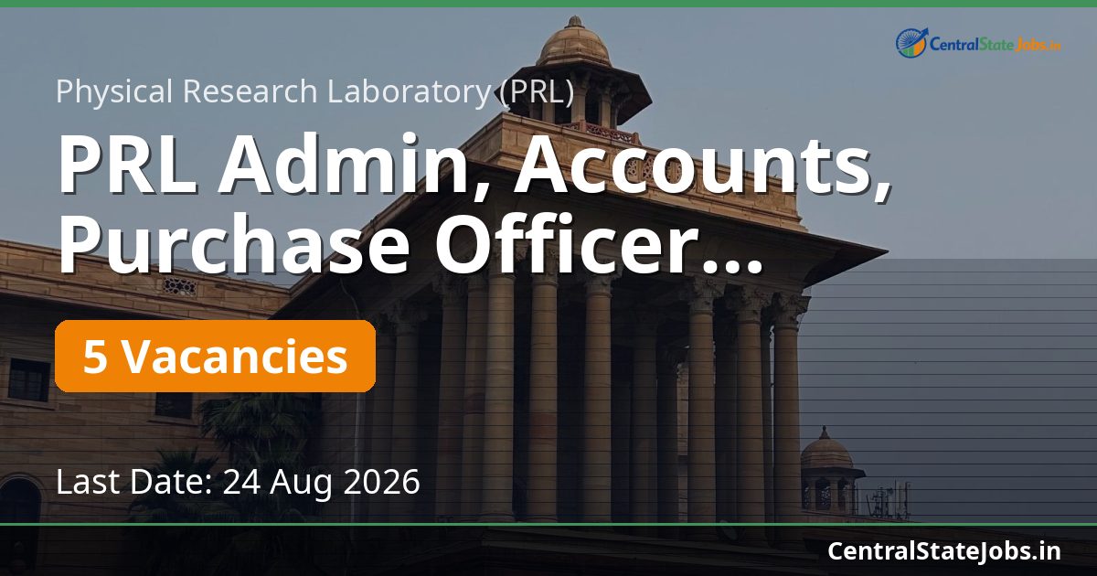 PRL Admin, Accounts, Purchase Officer Recruitment 2026