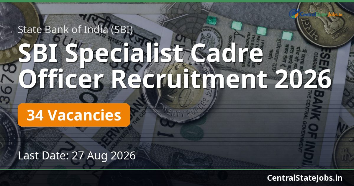SBI Specialist Cadre Officer Recruitment 2026 — 34 Vacancies