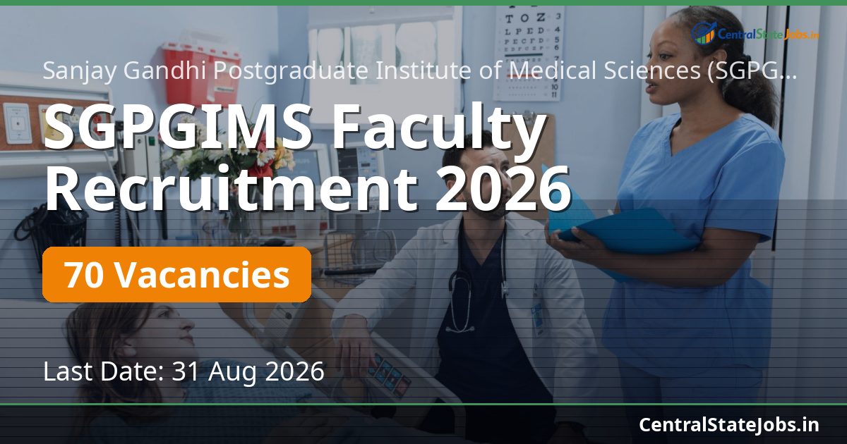 SGPGIMS Faculty Recruitment 2026 — 70 Vacancies