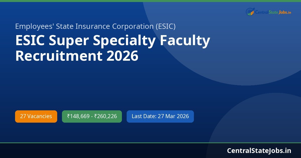 ESIC Super Specialty Faculty Recruitment 2026