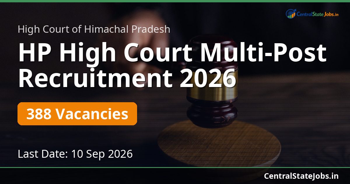 HP High Court Multi-Post Recruitment 2026 — 388 Vacancies
