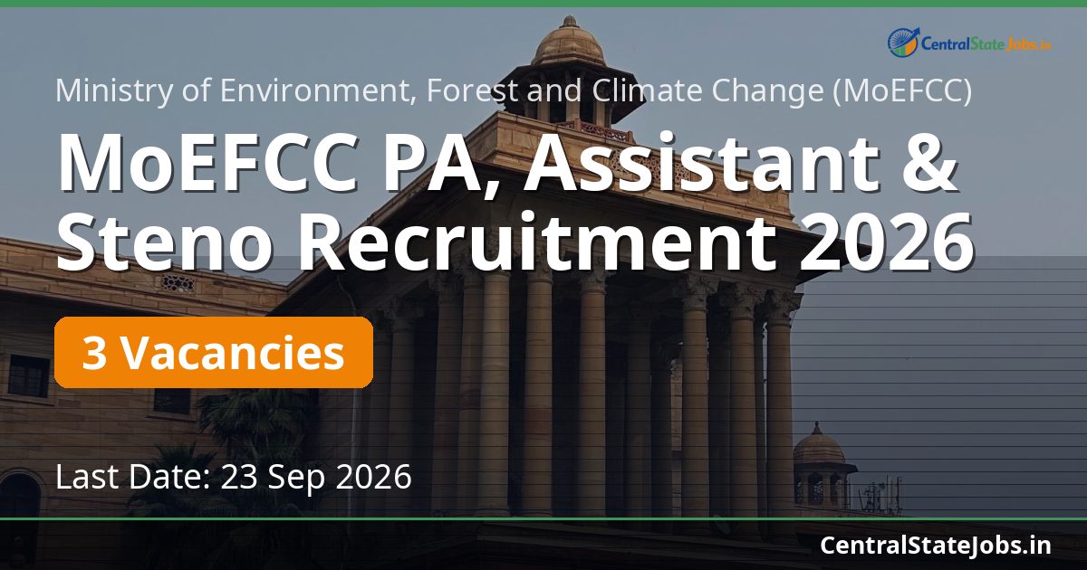 MoEFCC PA, Assistant & Steno Recruitment 2026