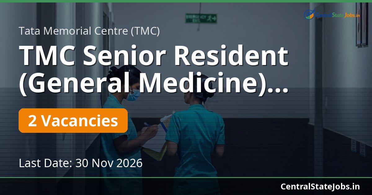 TMC Senior Resident (General Medicine) Recruitment 2026