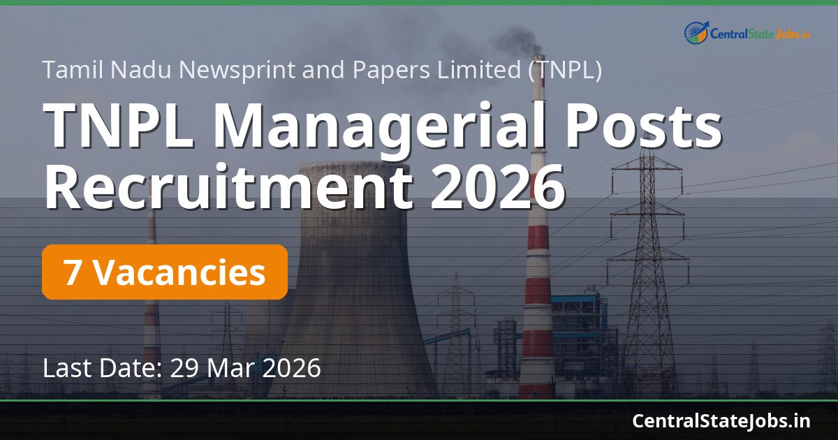 TNPL Managerial Posts Recruitment 2026