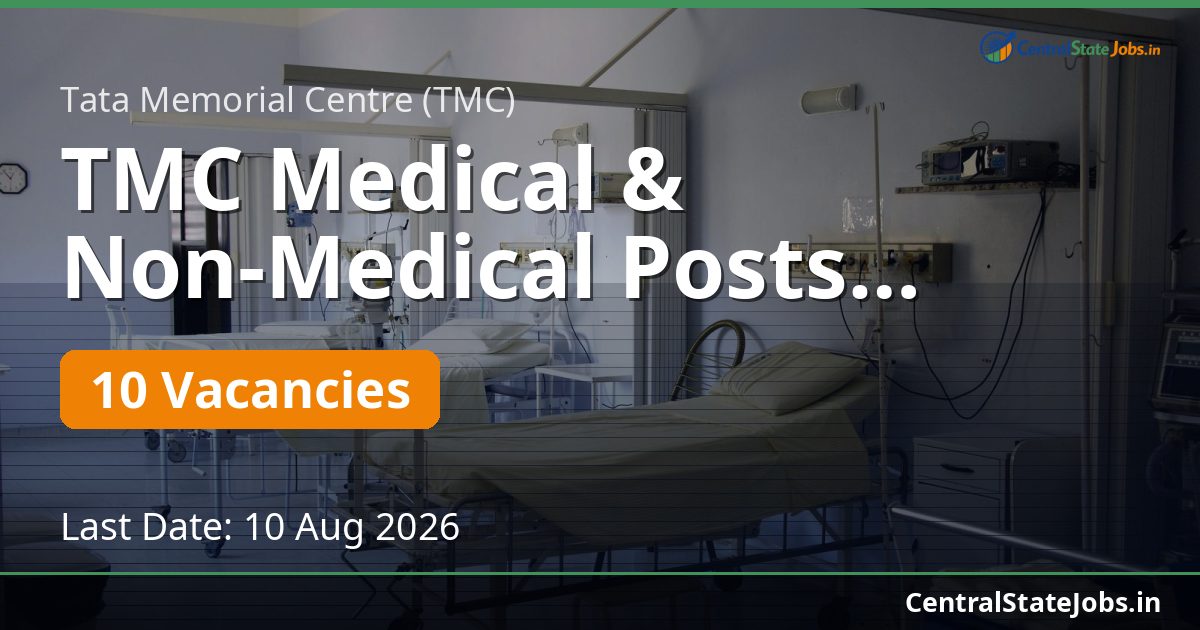 TMC Medical & Non-Medical Posts Recruitment 2026