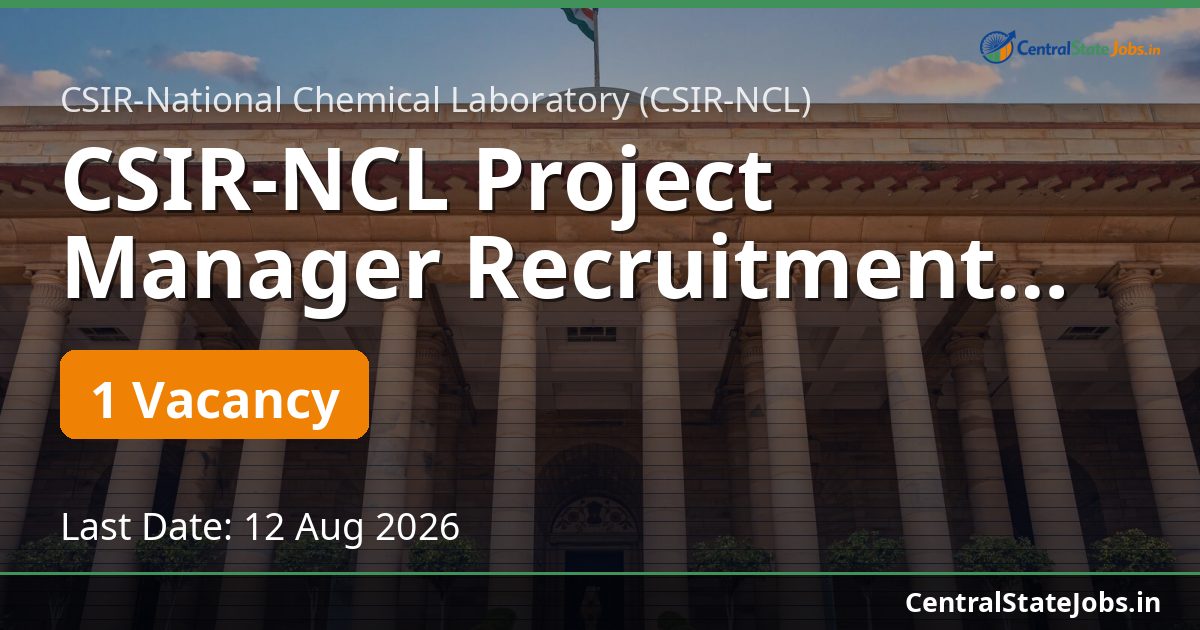CSIR-NCL Project Manager Recruitment 2026