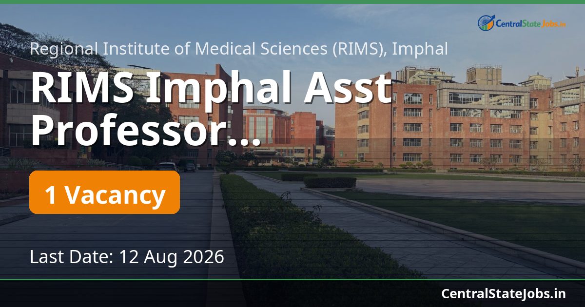 RIMS Imphal Asst Professor Oral-Maxillofacial Surgery 2026