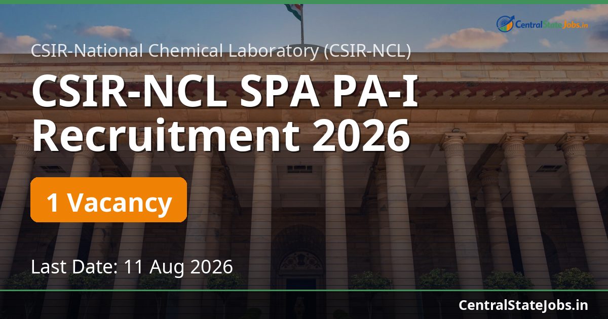 CSIR-NCL SPA PA-I Recruitment 2026
