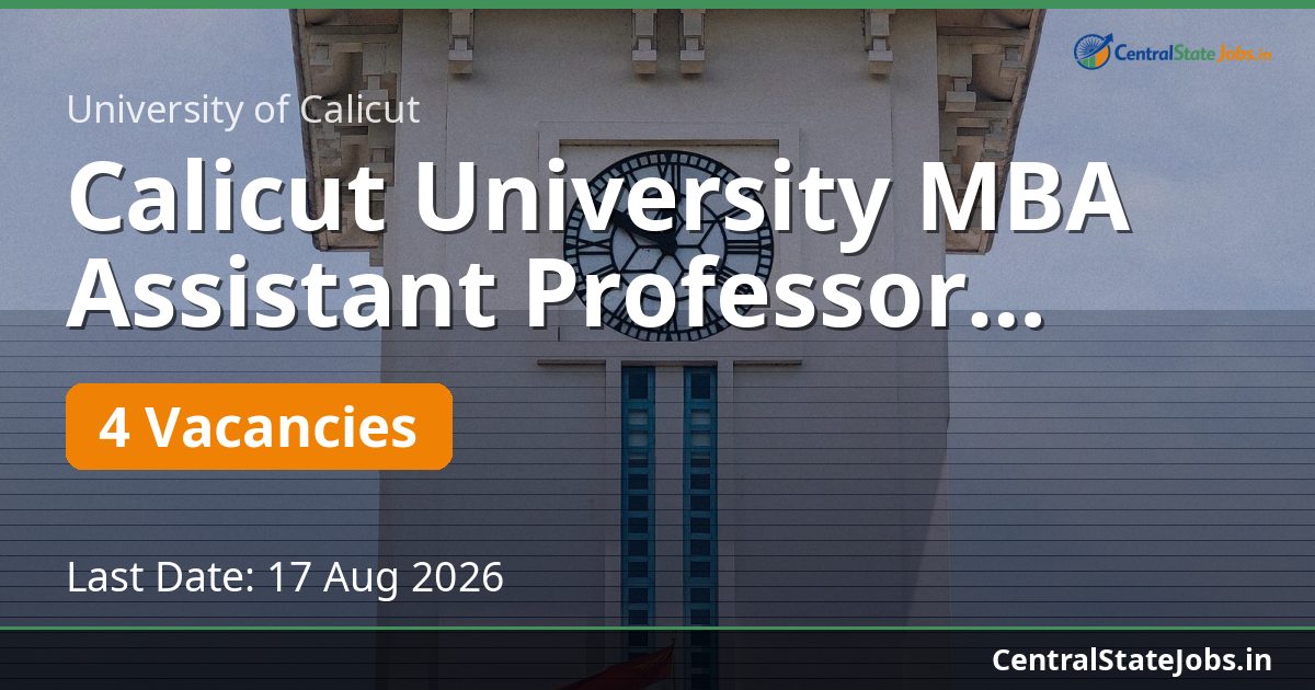 Calicut University MBA Assistant Professor Walk-In 2026