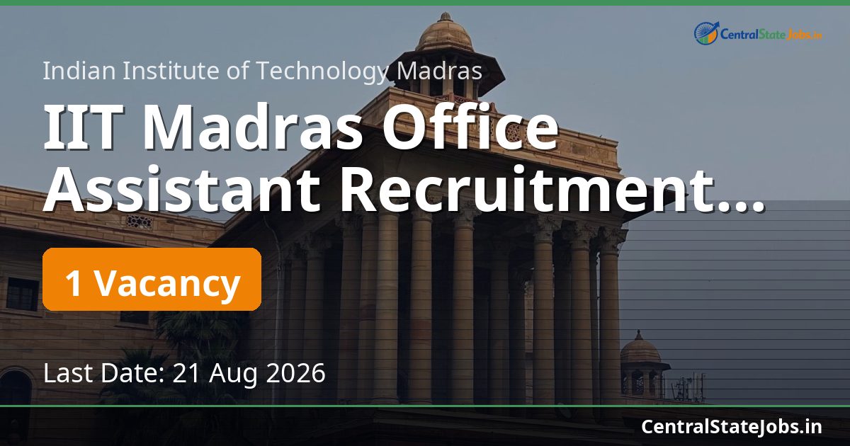 IIT Madras Office Assistant Recruitment 2026
