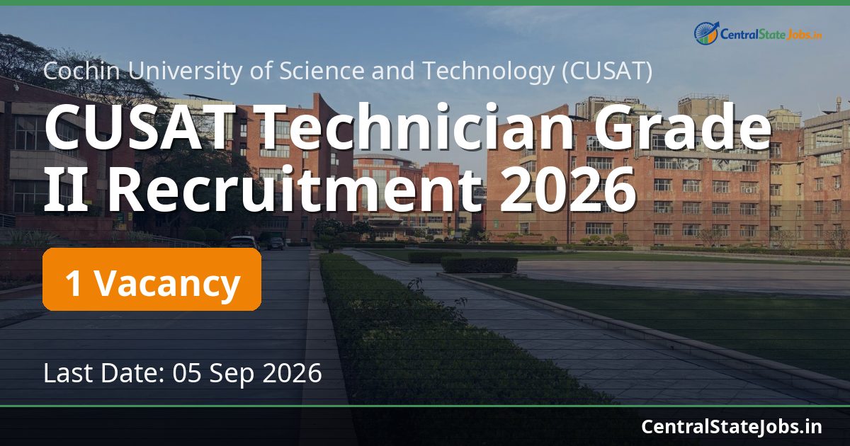 CUSAT Technician Grade II Recruitment 2026