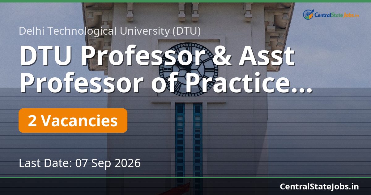 DTU Professor & Asst Professor of Practice Recruitment 2026