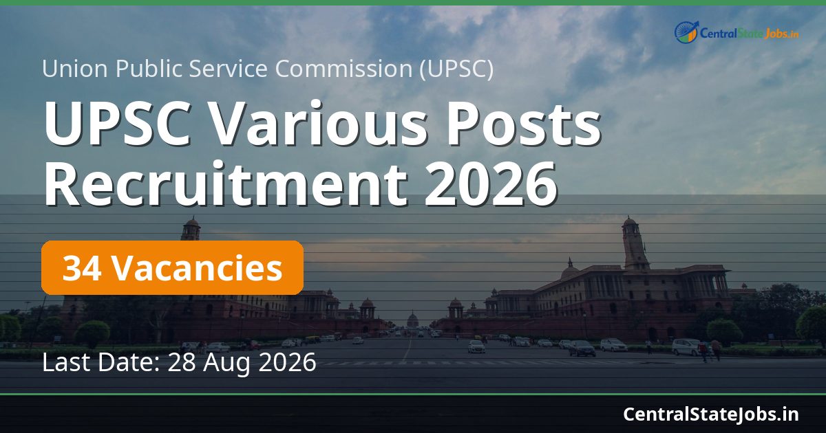 UPSC Various Posts Recruitment 2026 — 34 Vacancies