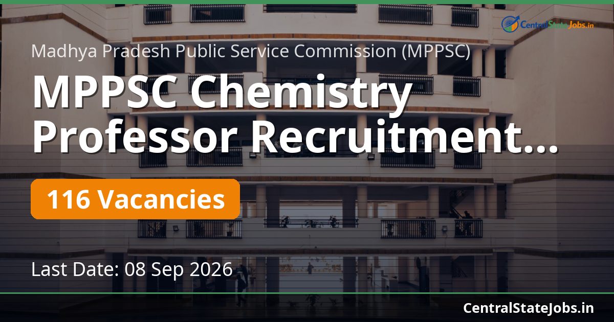 MPPSC Chemistry Professor Recruitment 2026 — 116 Vacancies