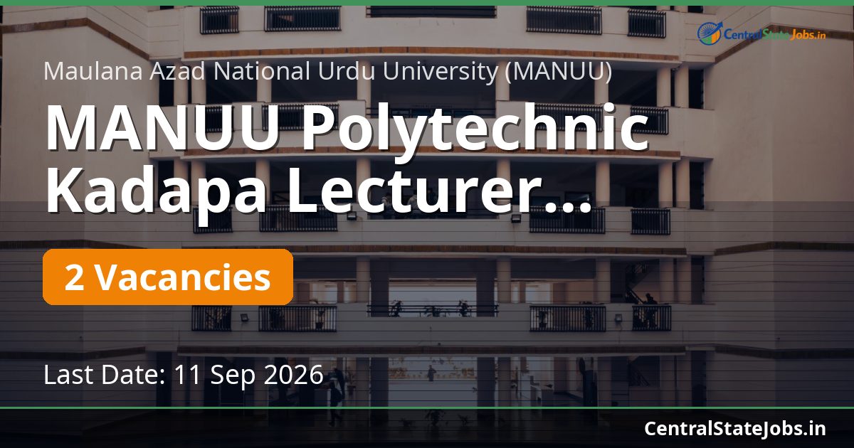 MANUU Polytechnic Kadapa Lecturer Recruitment 2026