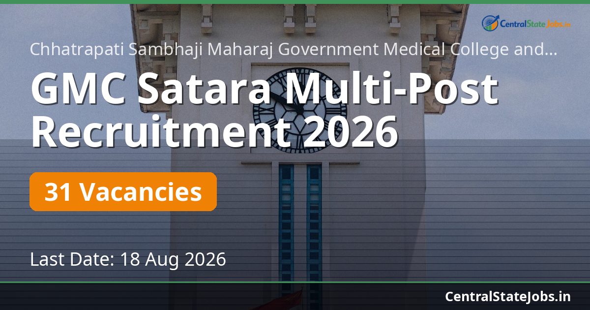 GMC Satara Multi-Post Recruitment 2026 — 31 Vacancies