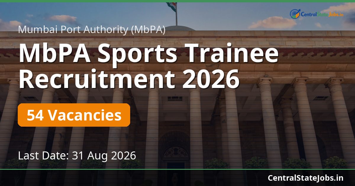 MbPA Sports Trainee Recruitment 2026 — 54 Vacancies