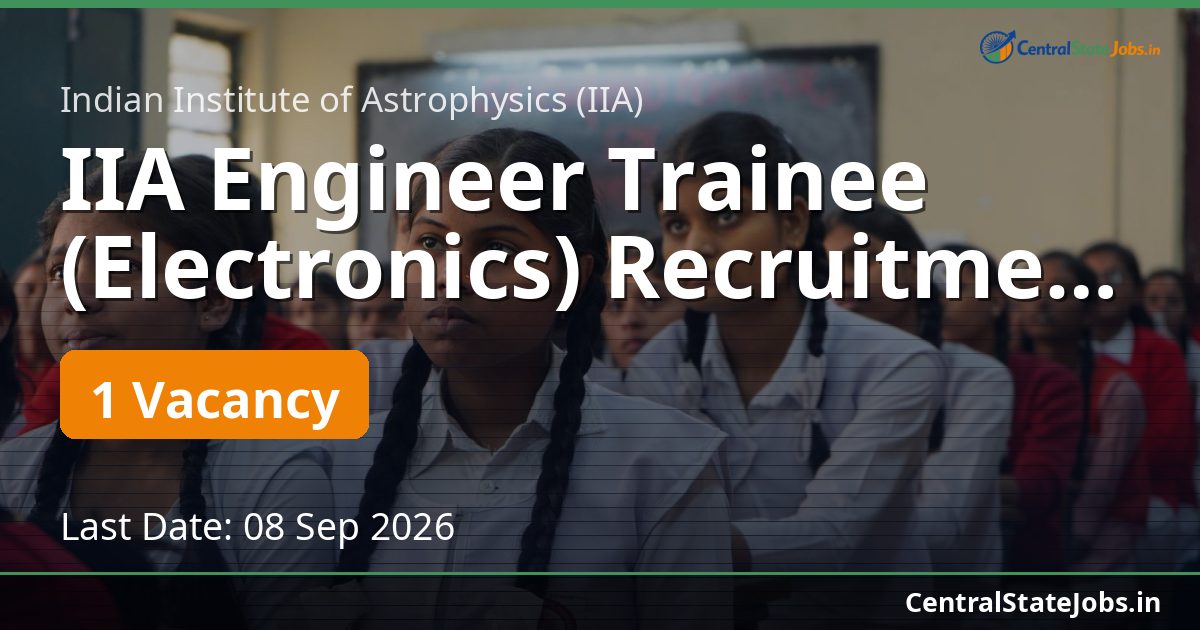 IIA Engineer Trainee (Electronics) Recruitment 2026