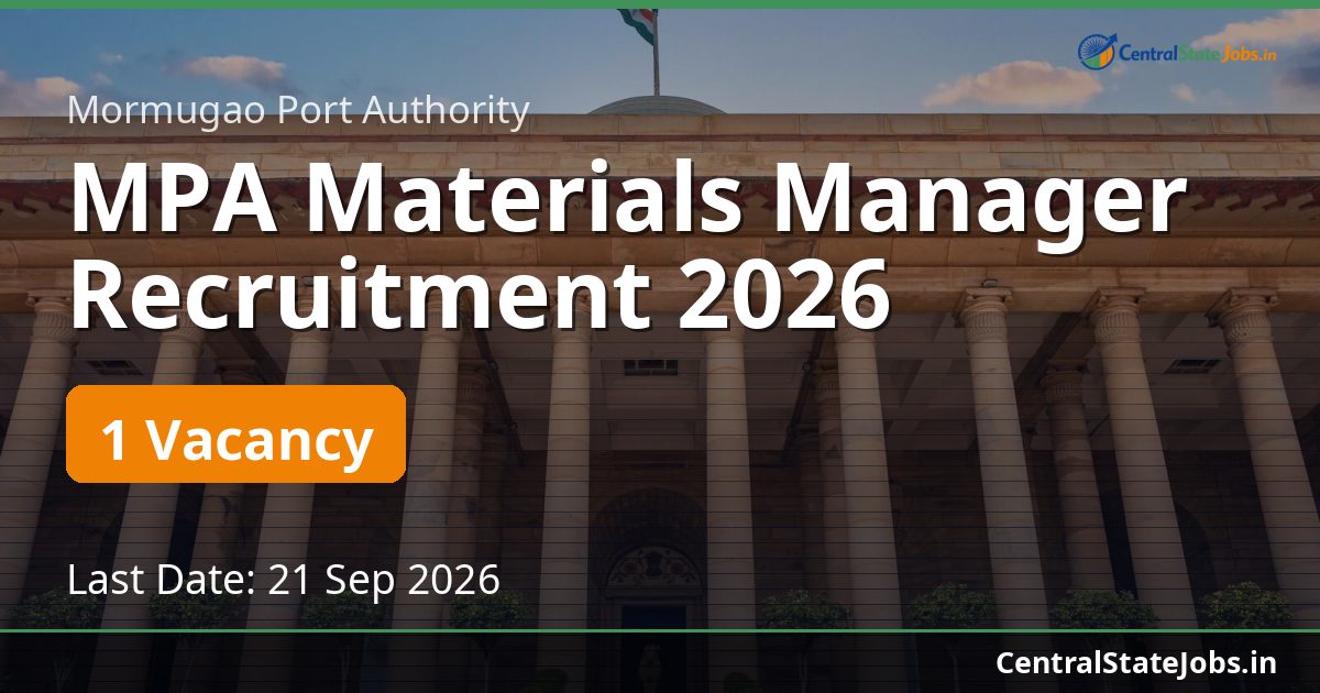 MPA Materials Manager Recruitment 2026