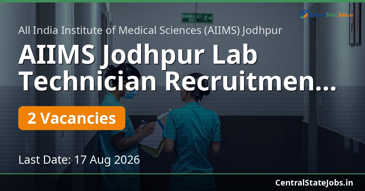 AIIMS Jodhpur Lab Technician Recruitment 2026