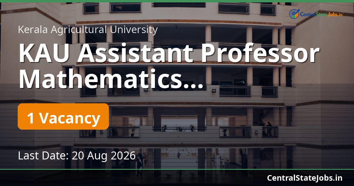 KAU Assistant Professor Mathematics Recruitment 2026