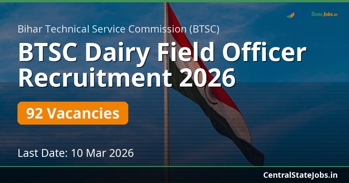 BTSC Dairy Field Officer Recruitment 2026