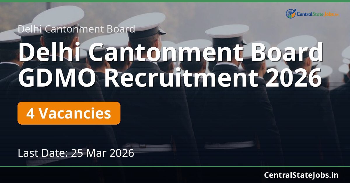 Delhi Cantonment Board GDMO Recruitment 2026
