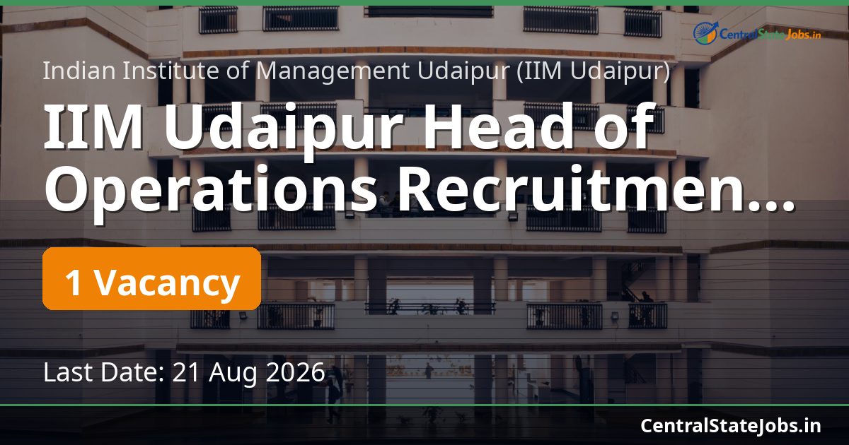 IIM Udaipur Head of Operations Recruitment 2026
