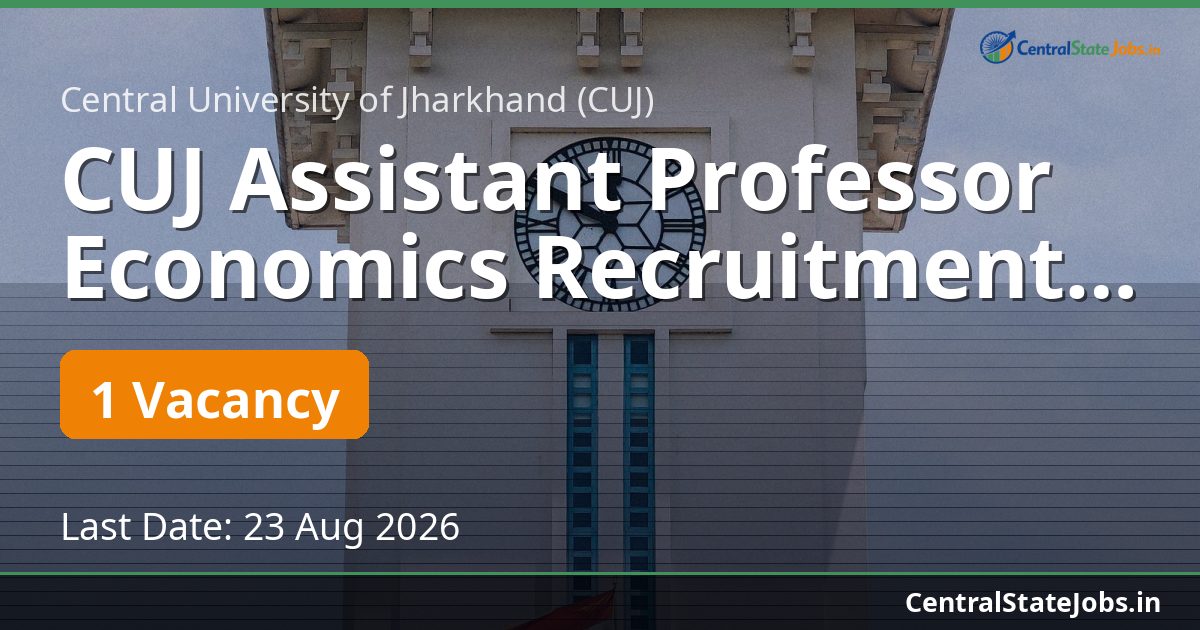 CUJ Assistant Professor Economics Recruitment 2026