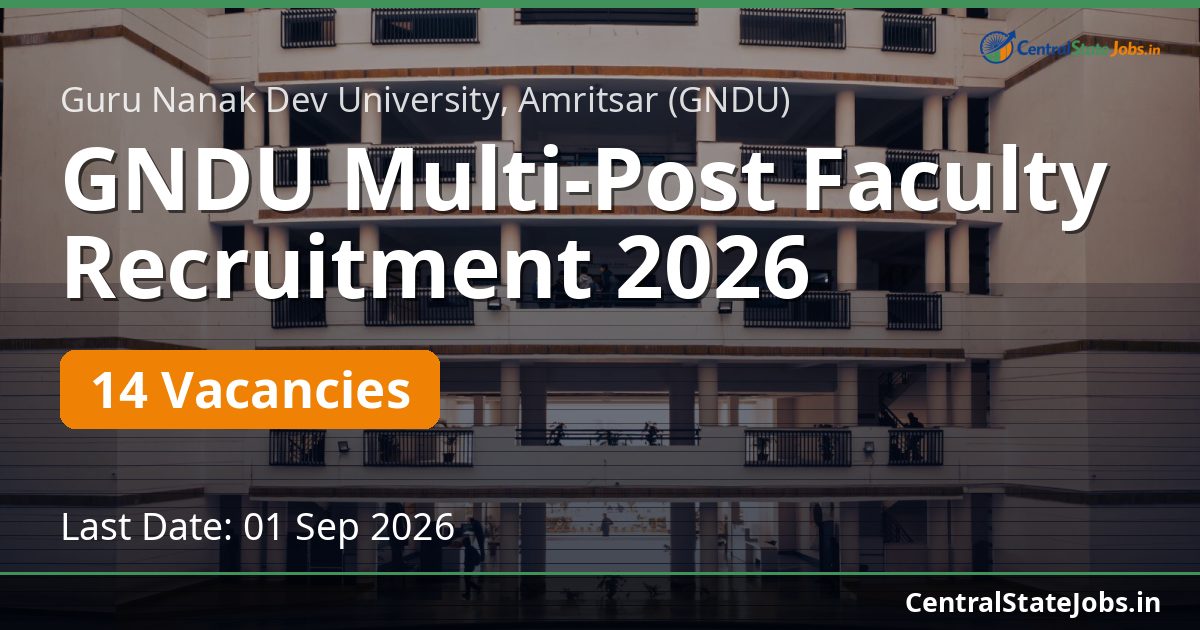 GNDU Multi-Post Faculty Recruitment 2026