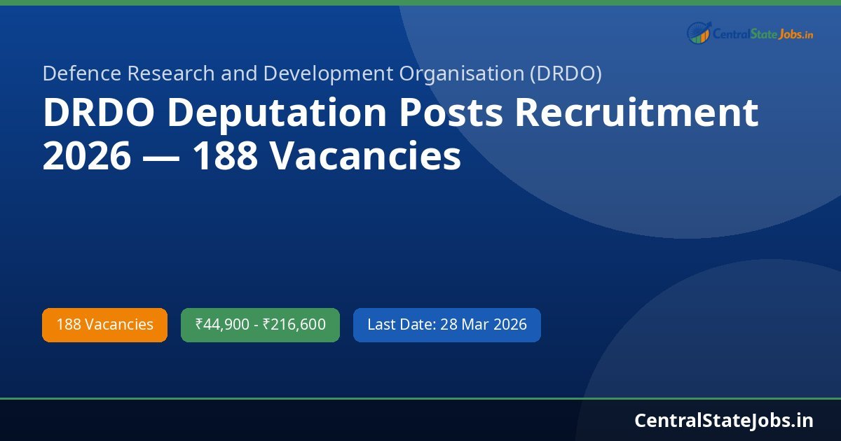 DRDO Deputation Posts Recruitment 2026 — 188 Vacancies