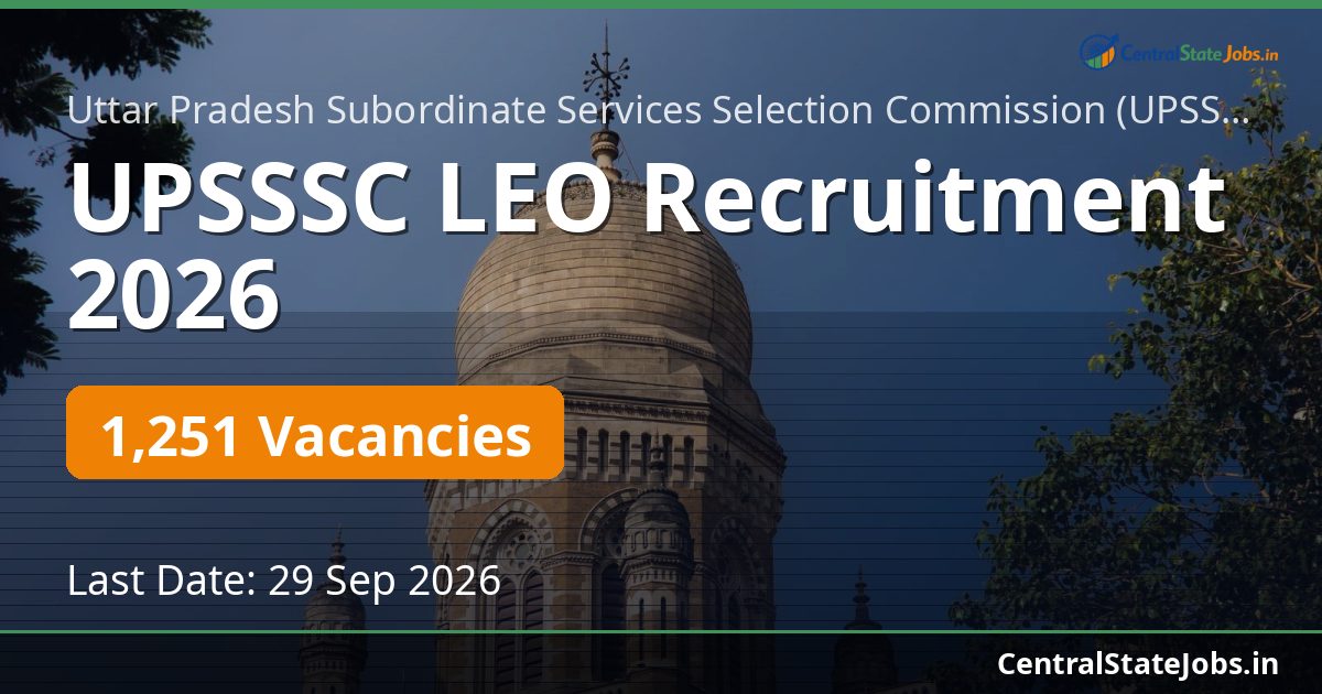UPSSSC LEO Recruitment 2026 — 1251 Vacancies