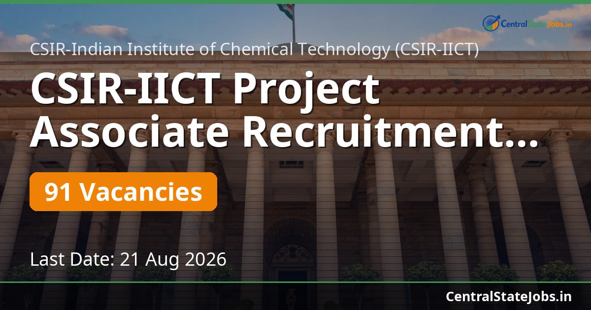 CSIR-IICT Project Associate Recruitment 2026 — 91 Vacancies