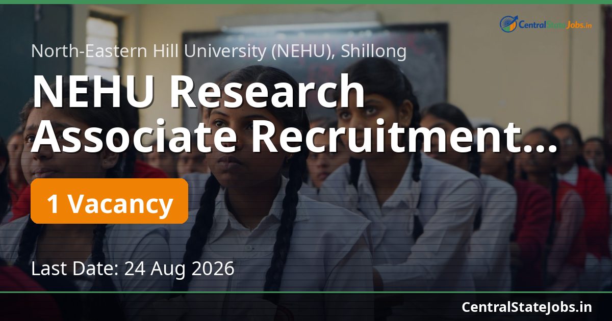 NEHU Research Associate Recruitment 2026