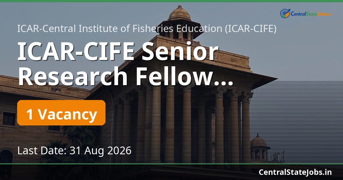 ICAR-CIFE Senior Research Fellow Recruitment 2026