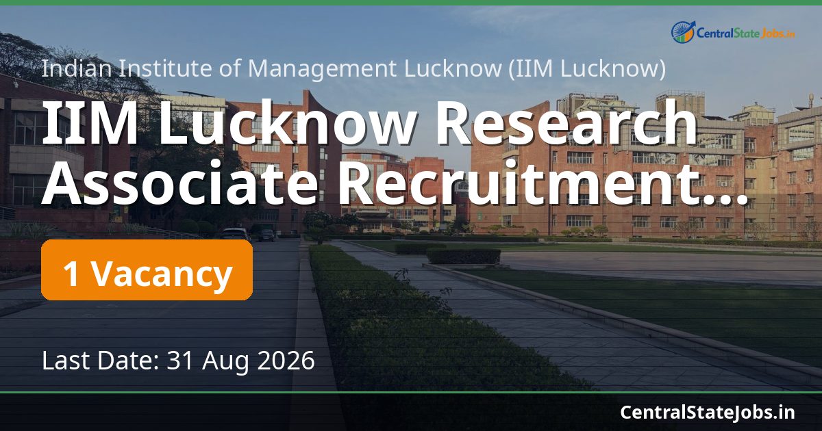 IIM Lucknow Research Associate Recruitment 2026