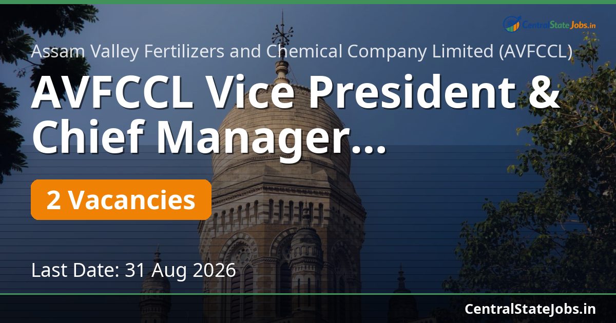 AVFCCL Vice President & Chief Manager Recruitment 2026
