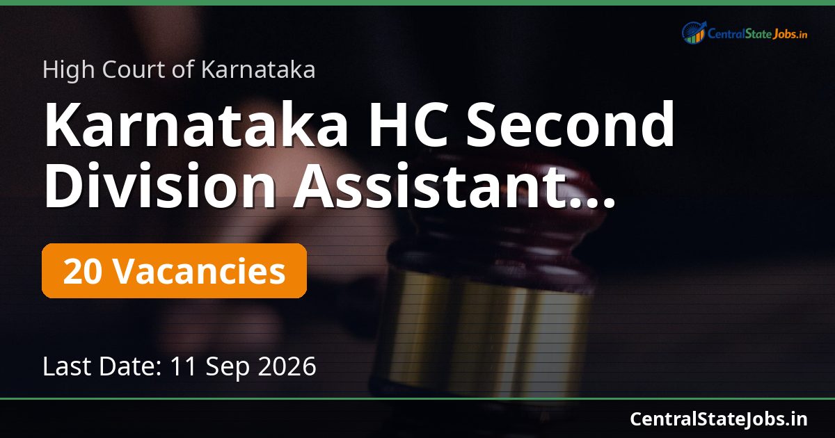 Karnataka HC Second Division Assistant Recruitment 2026