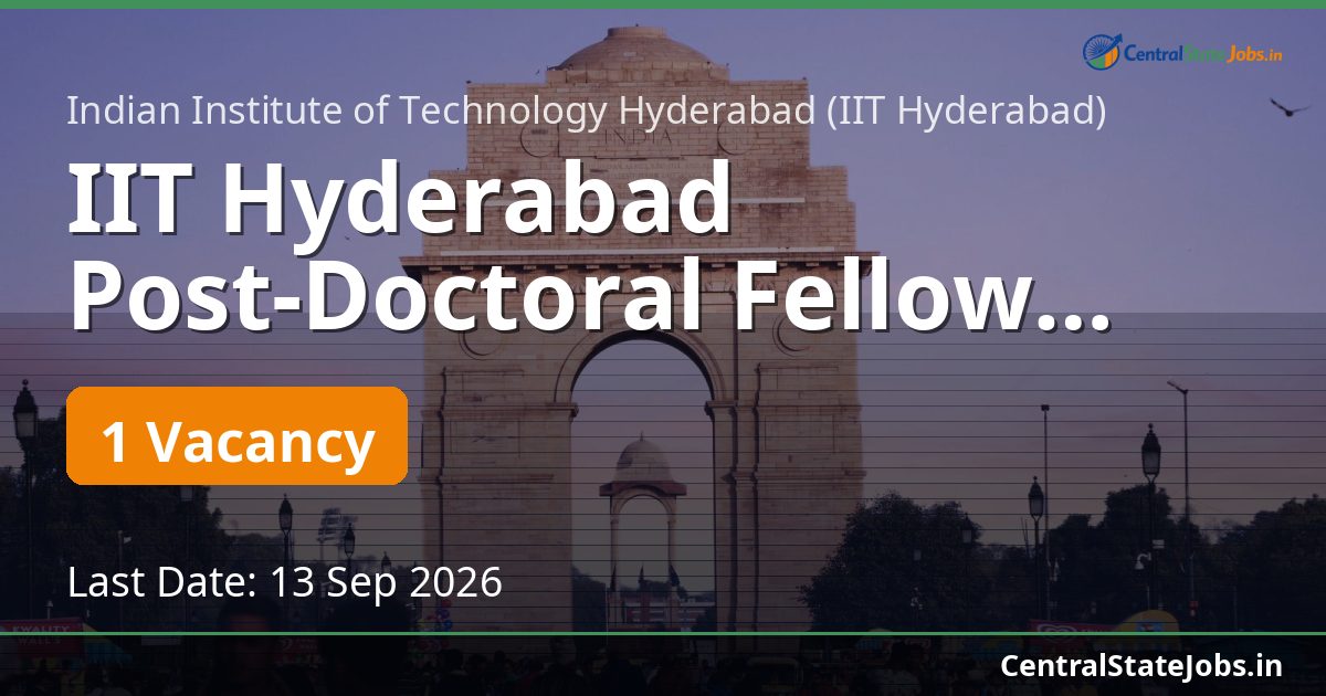 IIT Hyderabad Post-Doctoral Fellow Recruitment 2026