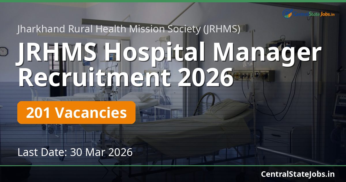 JRHMS Hospital Manager Recruitment 2026 — 201 Vacancies