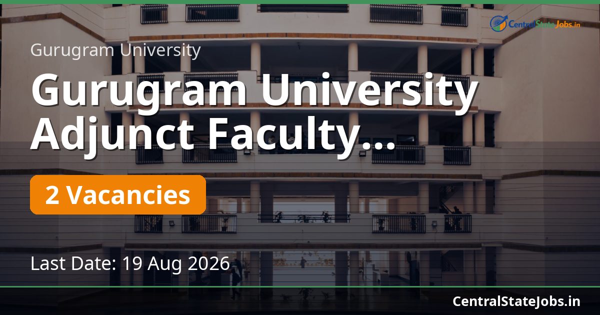 Gurugram University Adjunct Faculty Recruitment 2026
